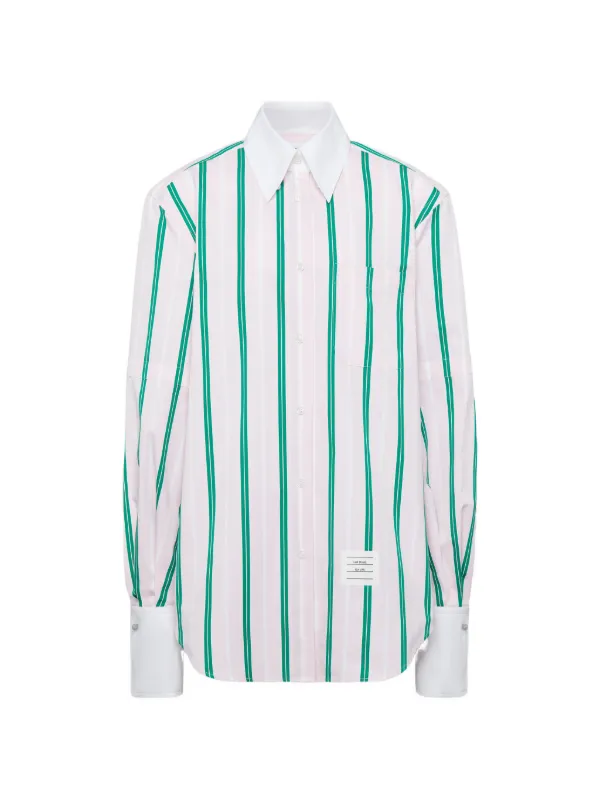 Thom Browne オーバーサイズ ストライプ シャツ | ピンク | FARFETCH JP