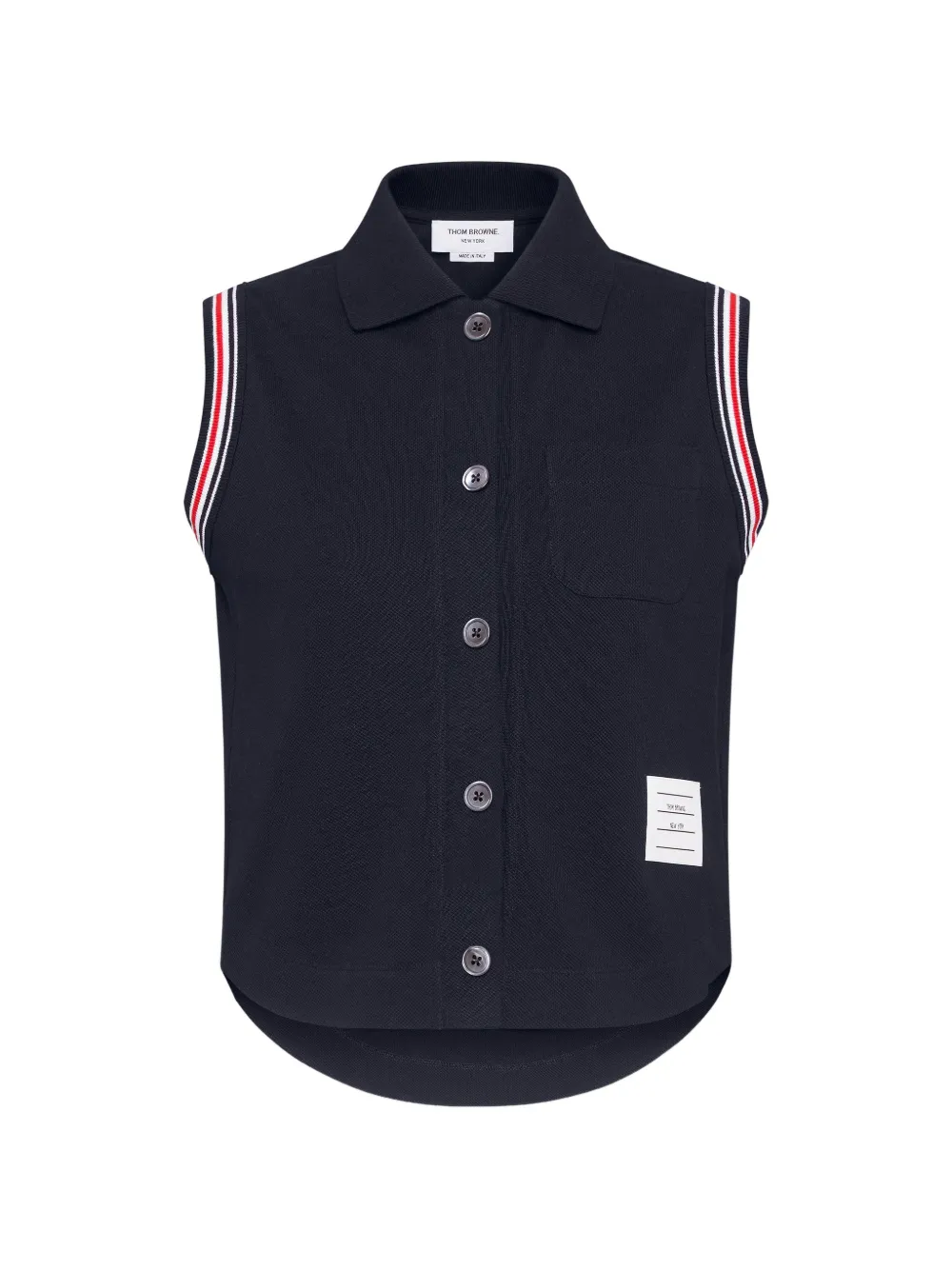 Thom Browne Camicia smanicata con bordo a righe - Blu
