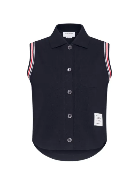 Thom Browne striped-trim sleeveless shirt