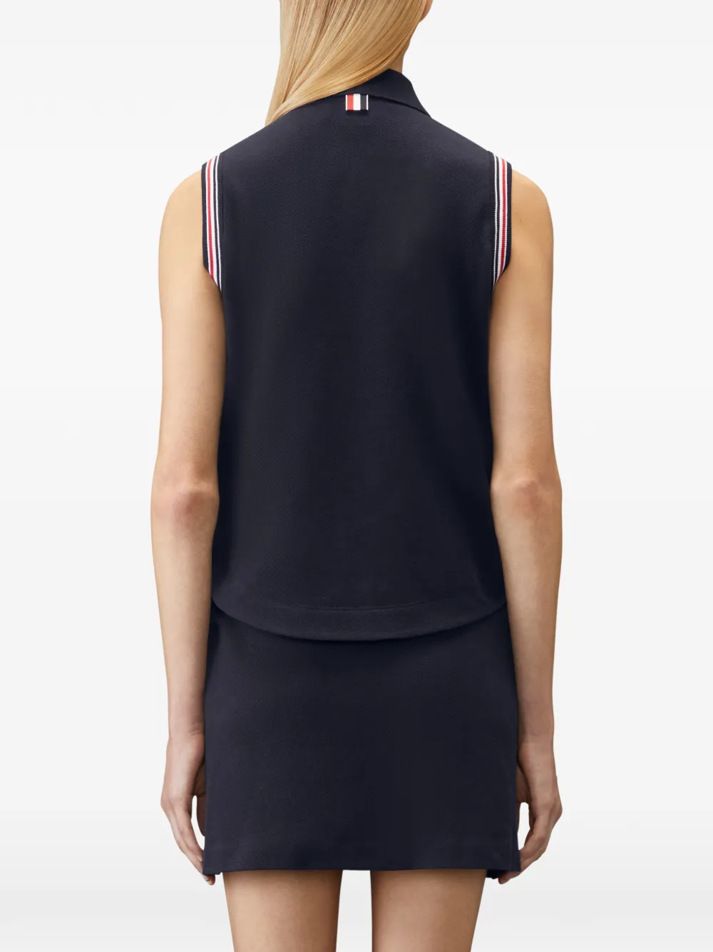 Thom Browne Mouwloze blouse met RWB-afwerking Blauw