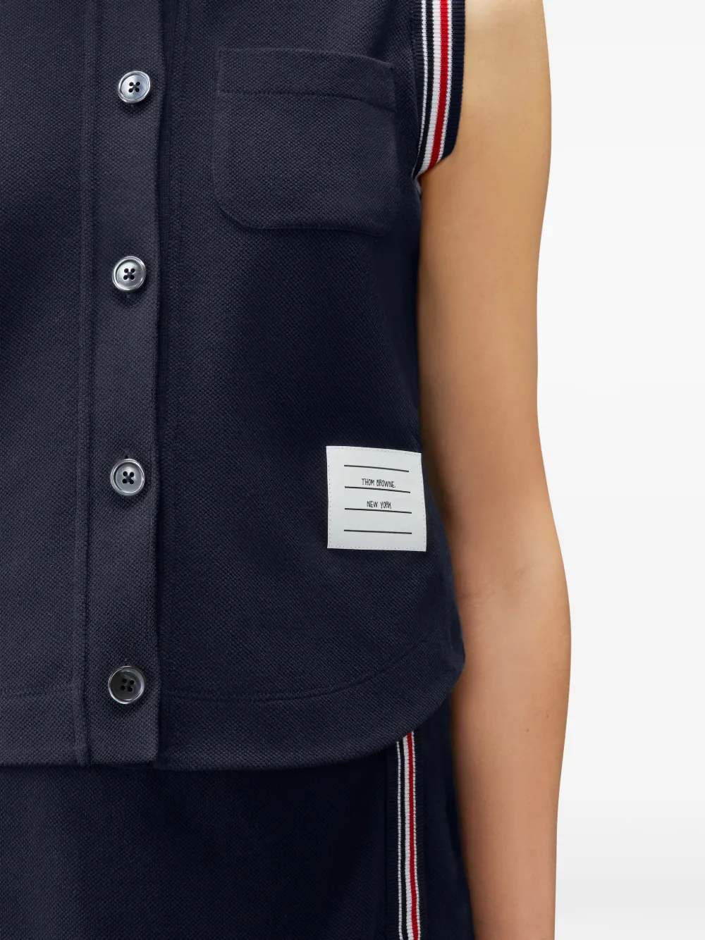 Thom Browne Mouwloze blouse met RWB-afwerking Blauw