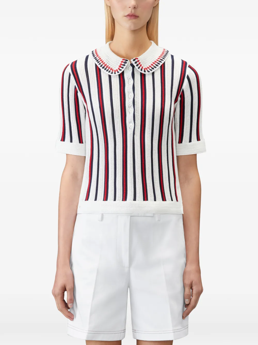  Thom Browne Polo A Rayas - Blanco 