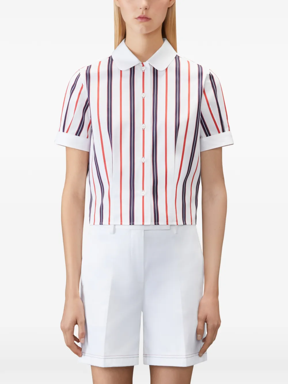  Thom Browne Camisa Repp A Rayas - Blanco 