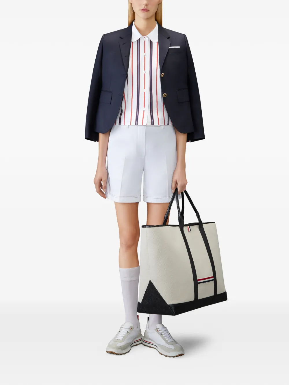  Thom Browne Camisa Repp A Rayas - Blanco 