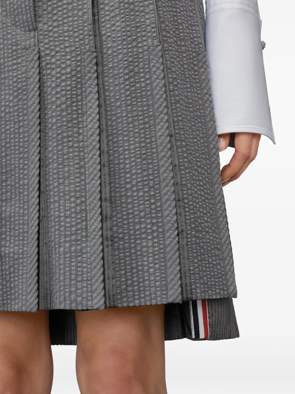 Thom Browne Seersucker mini-plooirok Grijs