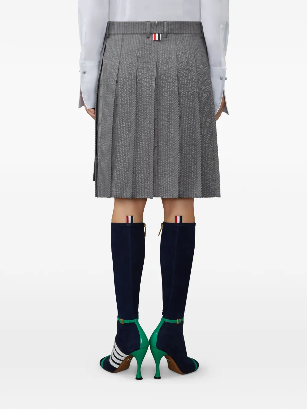 Thom Browne Seersucker mini-plooirok Grijs