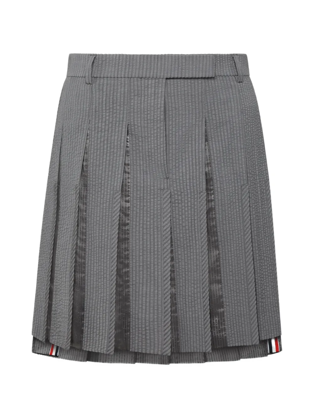 Thom Browne seersucker pleated mini skirt - Grigio
