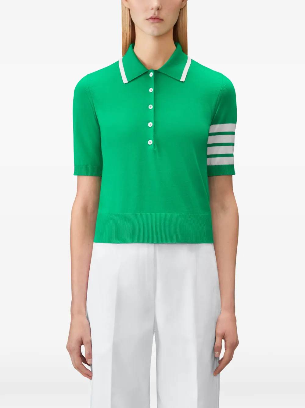 Thom Browne Hector 4-Bar intarsia poloshirt Groen