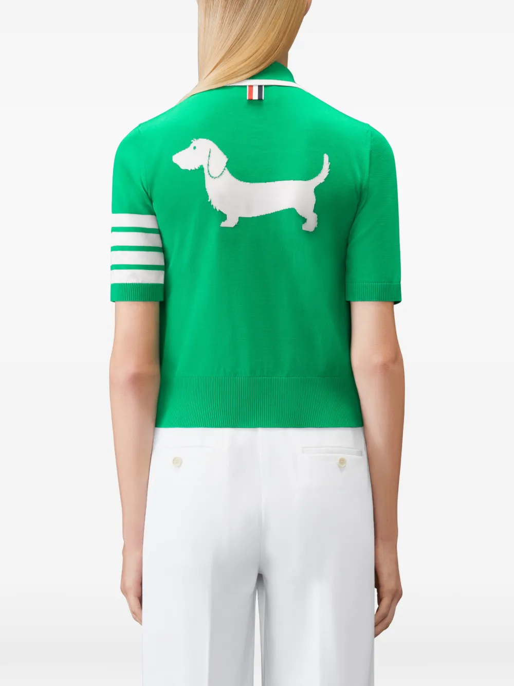 Thom Browne Hector 4-Bar intarsia poloshirt Groen
