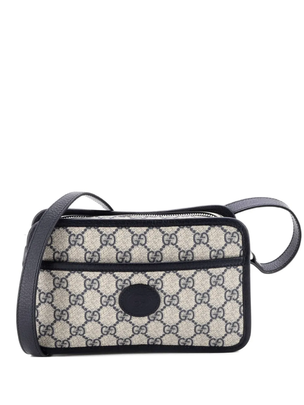 Gucci Pre-Owned Interlocking G Patch Camera Bag GG Coated Canvas Mini crossbody bag - Blu