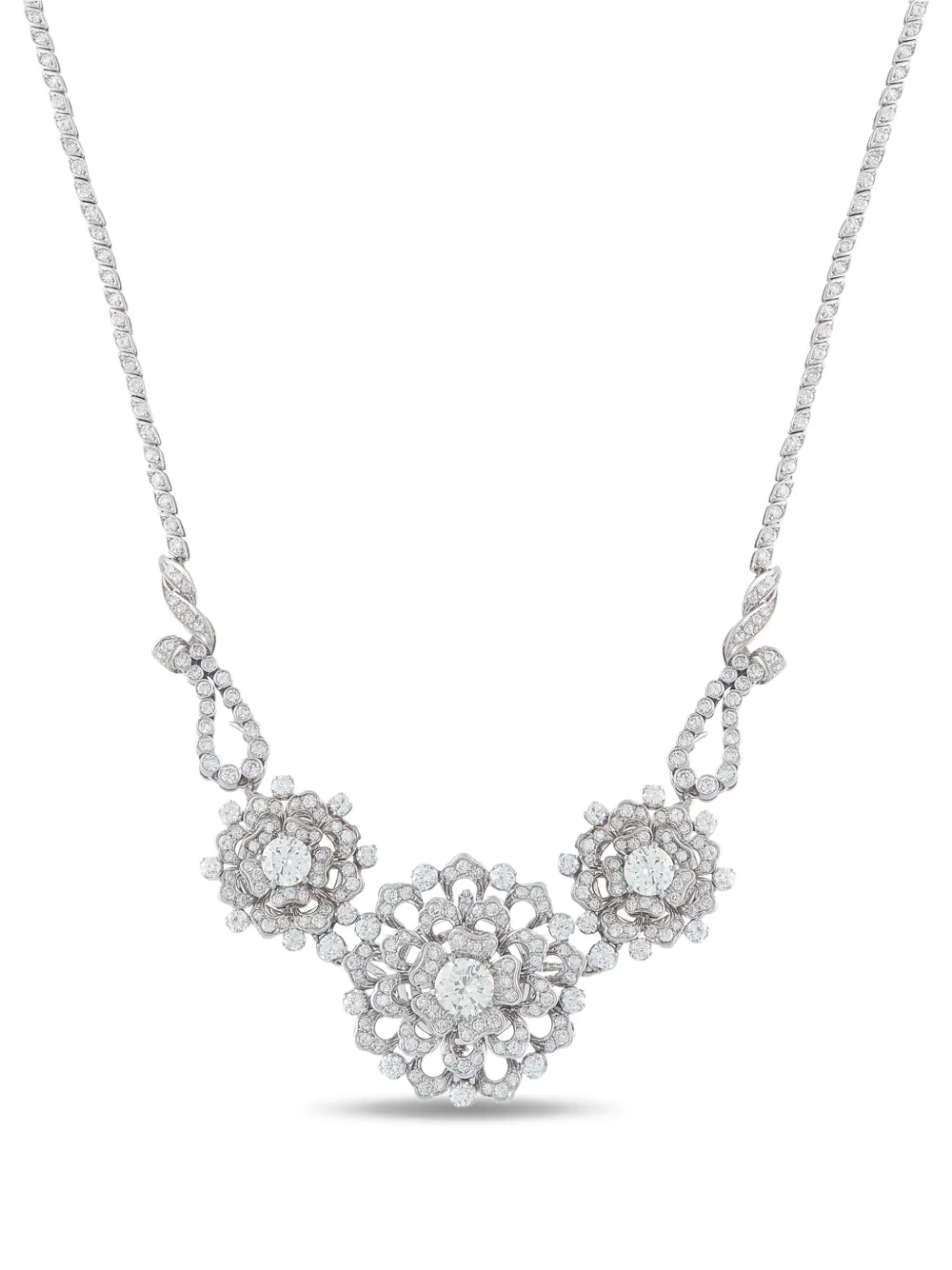 LB Exclusive diamond floral-embellishments platinum necklace - Argento