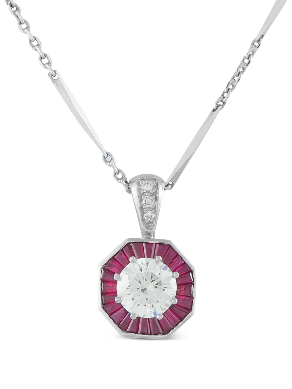 LB Exclusive diamond and ruby pendant necklace - Silber