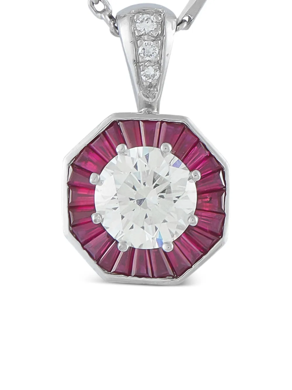 Diamond And Ruby Pendant Necklace