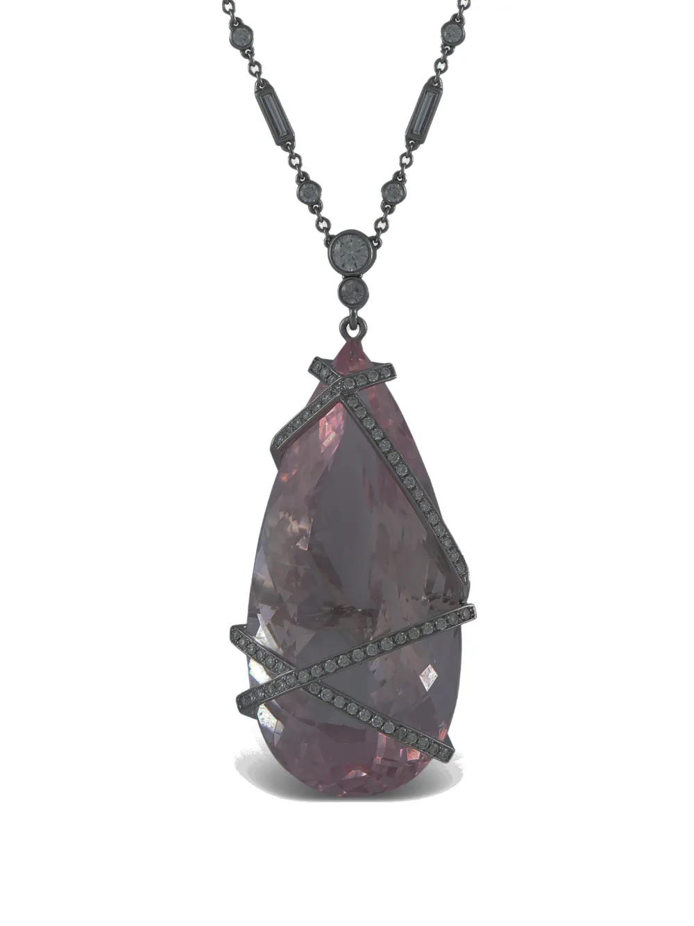 LB Exclusive kunzite and diamond pendant necklace - Argento