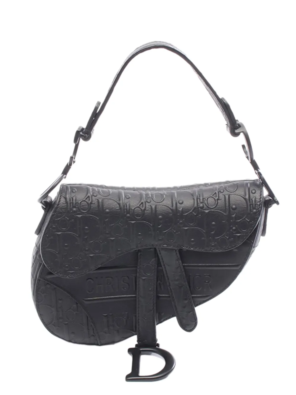 Christian Dior Pre-Owned Borsa a tracolla Saddle mini goffrata con motivo Oblique 2010-2026 - Nero