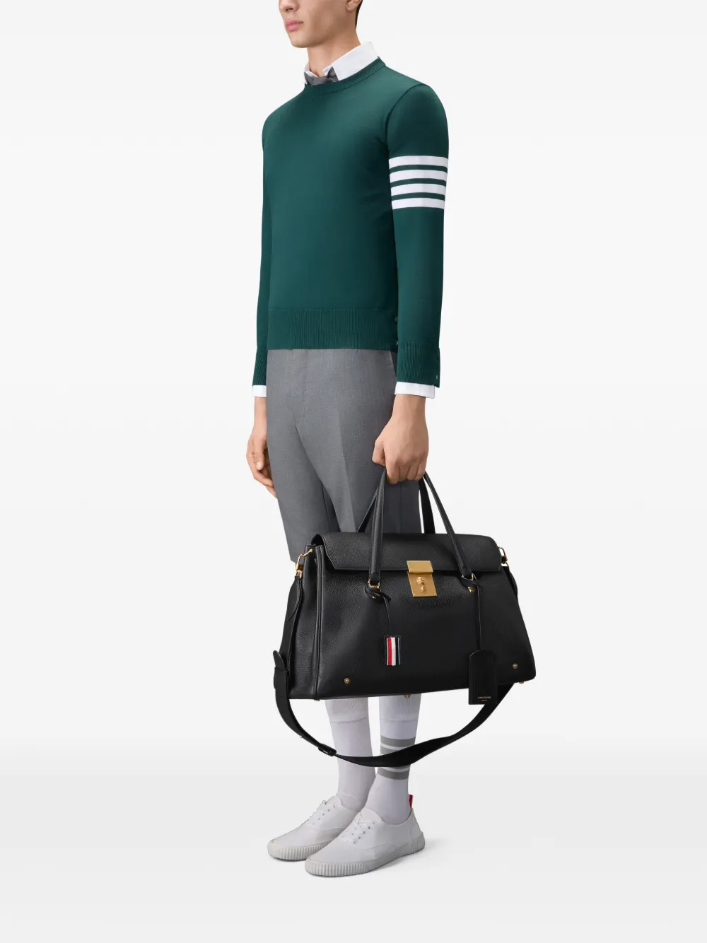 Thom Browne Bolton weekendtas met bewerkte afwerking Zwart