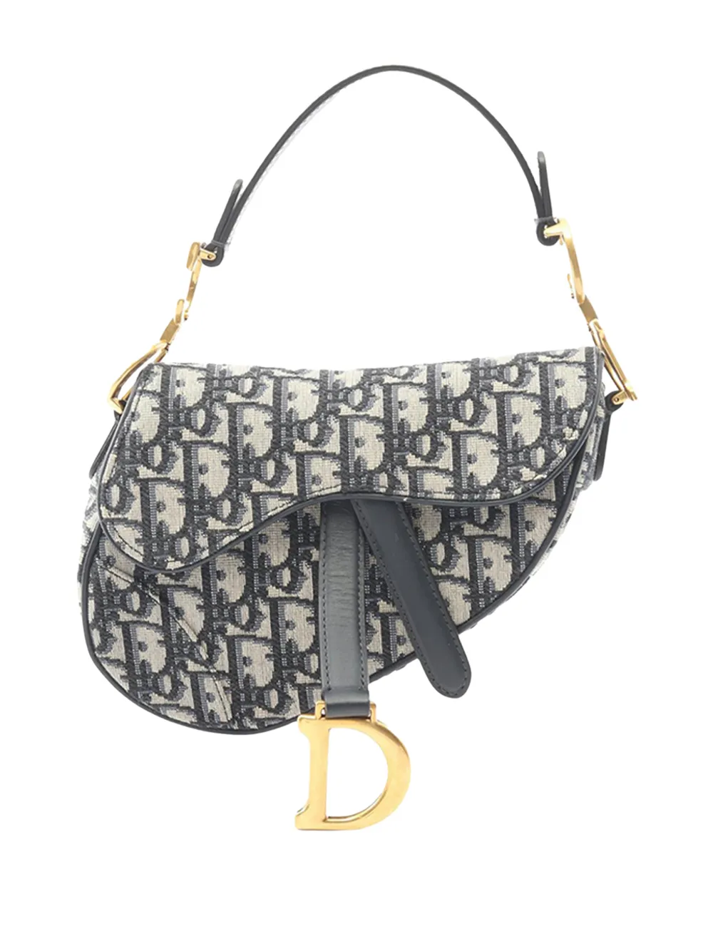 Christian Dior Pre-Owned Borsa a tracolla Saddle mini in tela con motivo Oblique 2020 - Marrone