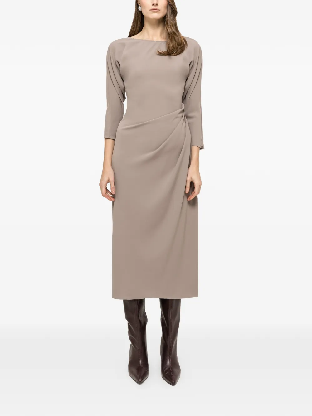 NISSA pleat midi dress - Grigio