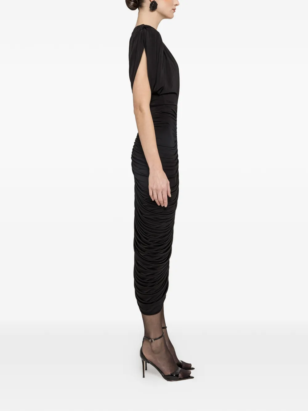 NISSA Midi-jurk met ruches Zwart