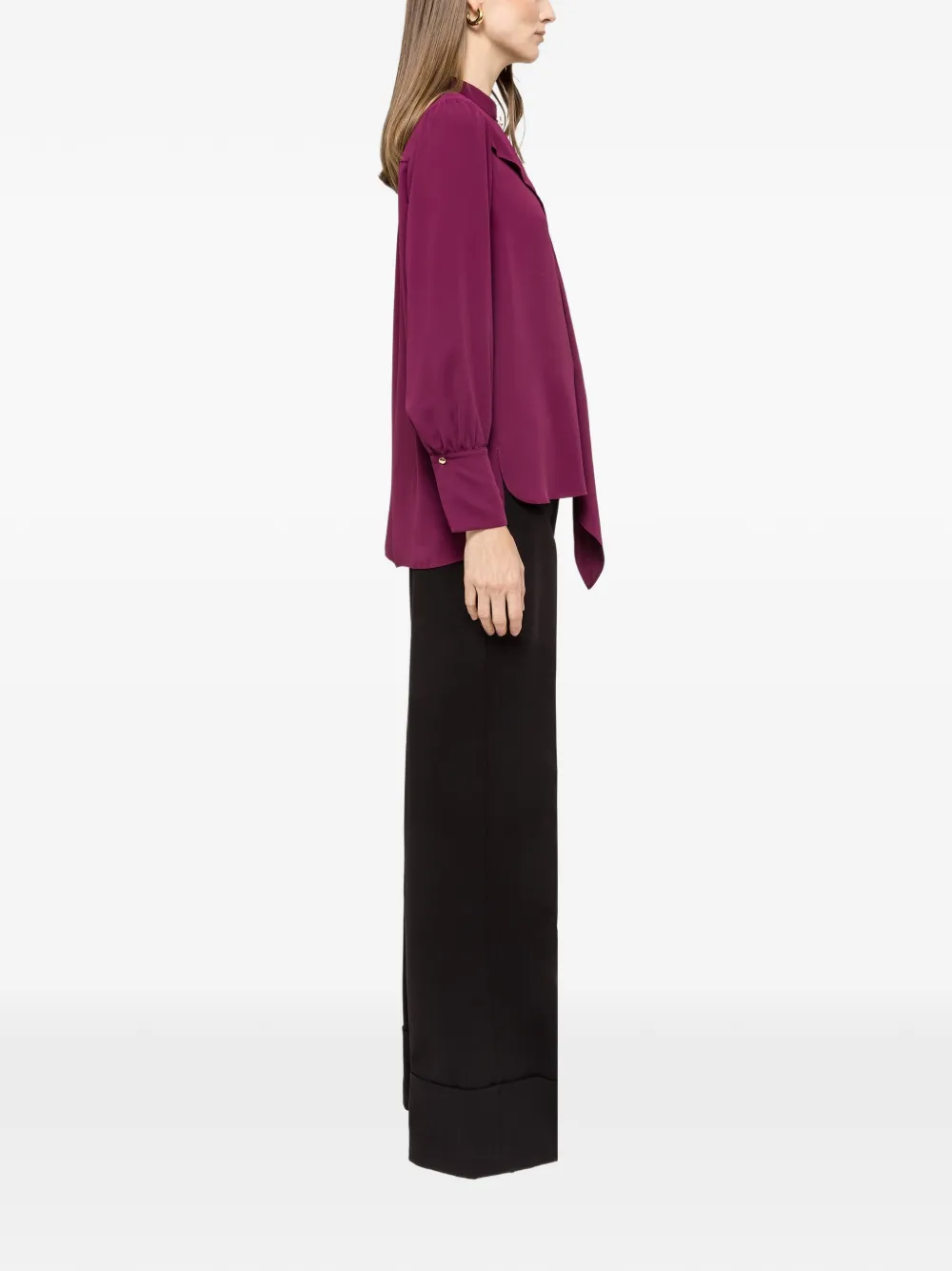  Nissa Draped Chiffon Blouse - Purple 