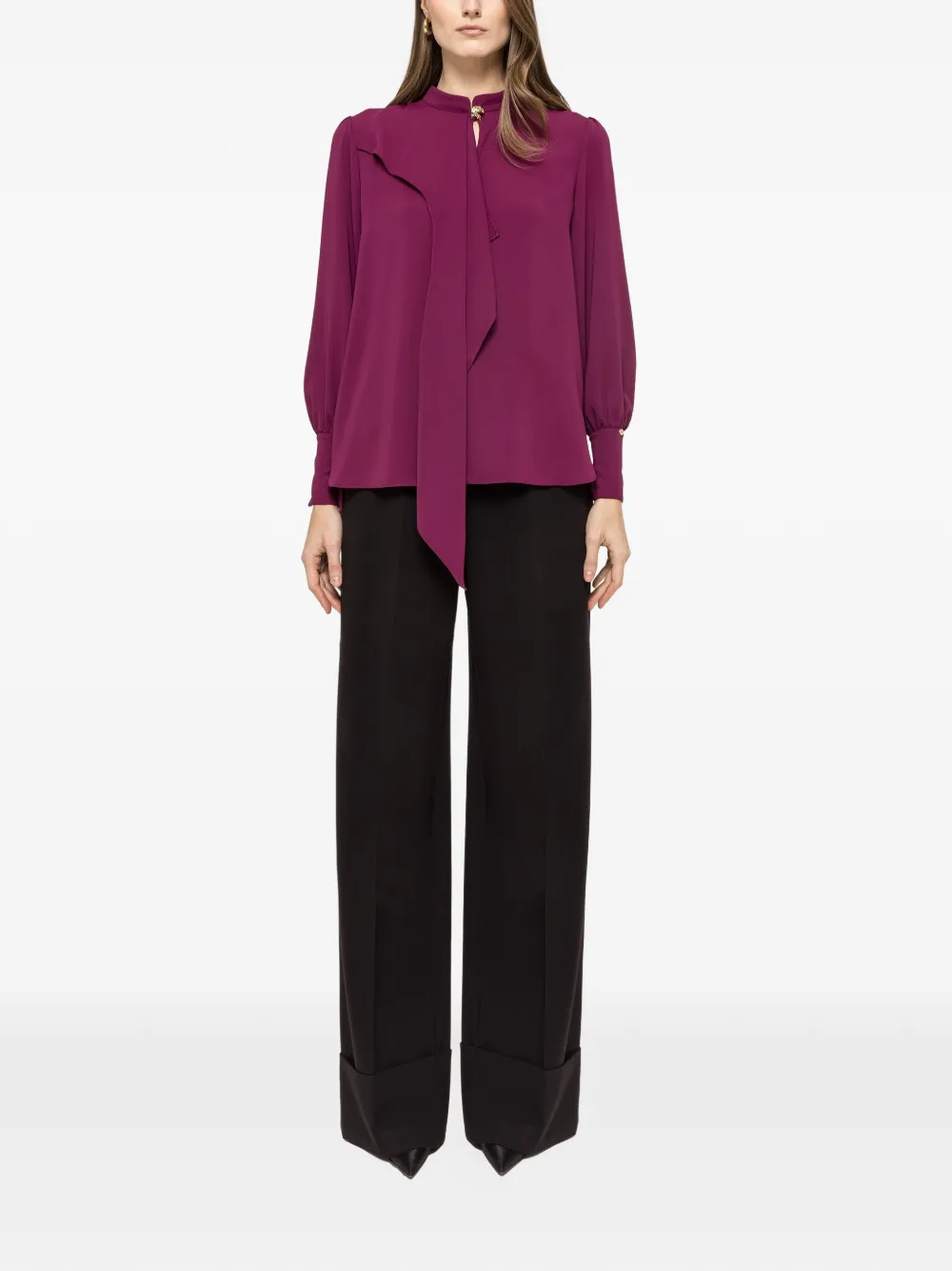  Nissa Draped Chiffon Blouse - Purple 