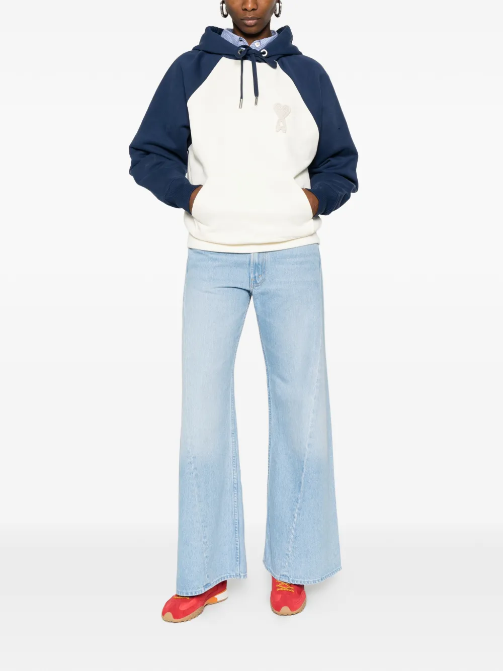  Mother Snacks Central Seam Wide Leg Jeans - Blue 