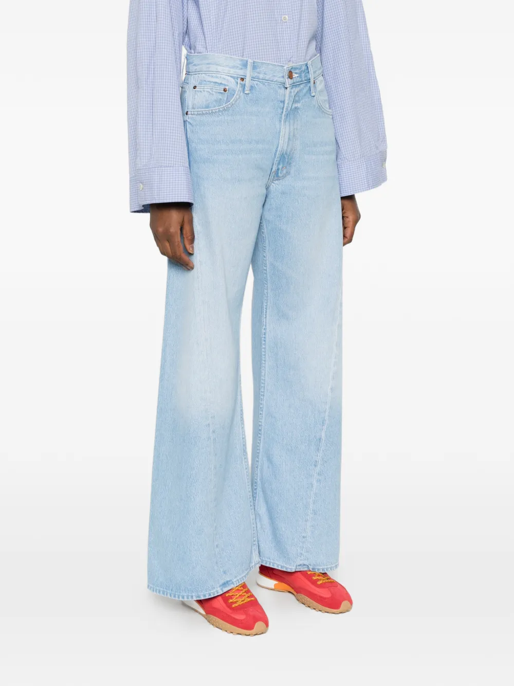  Mother Snacks Central Seam Wide Leg Jeans - Blue 