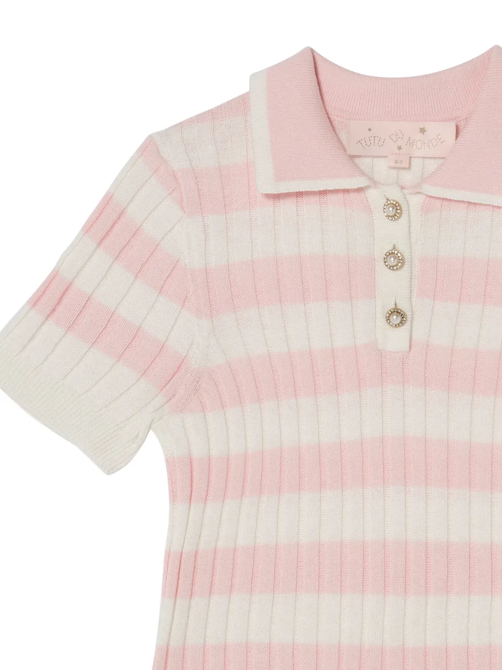 Tutu Du Monde Gestreepte verfraaide top Roze