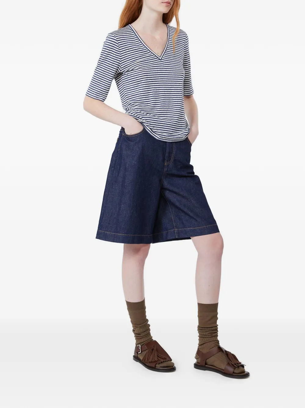  Weekend Max Mara Camiseta A Rayas - Azul 