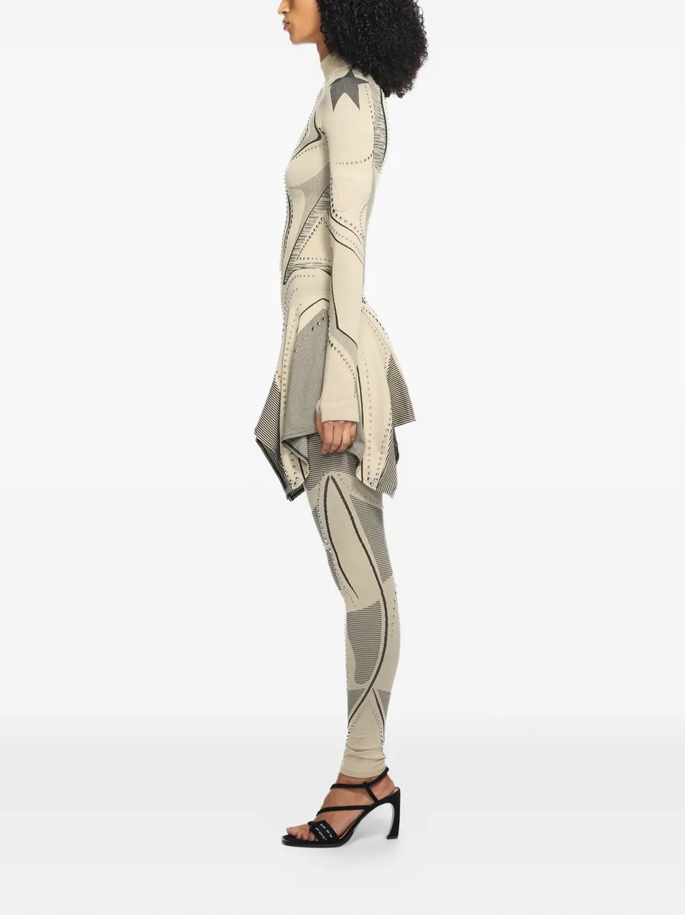 Off-White Naadloze race legging met studs Beige