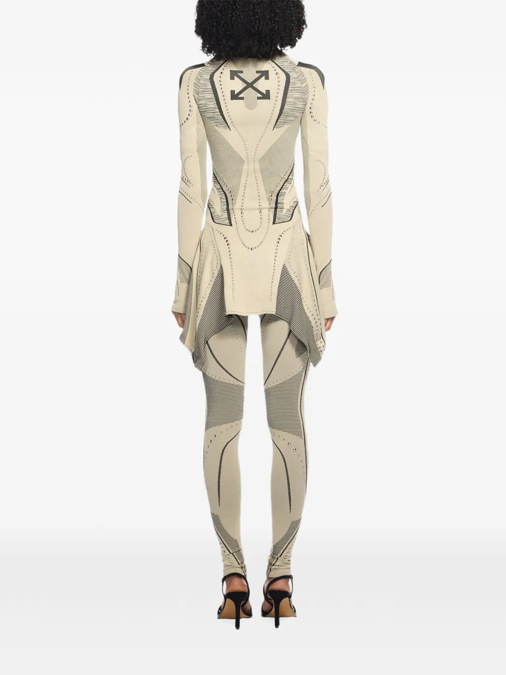 Off-White Naadloze race legging met studs Beige