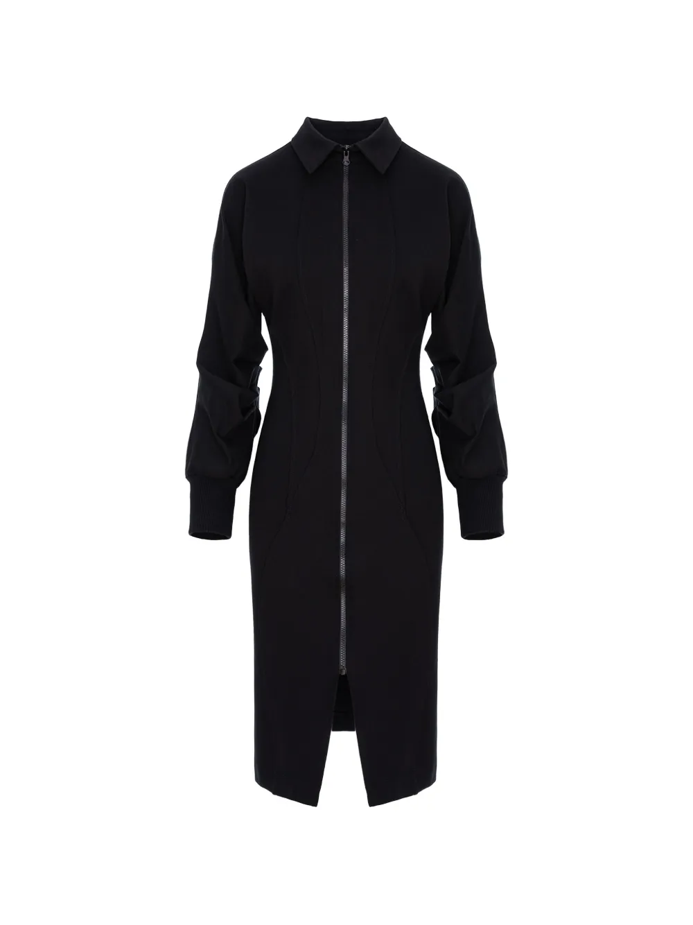 HAMZA zip long-sleeved dress - Nero