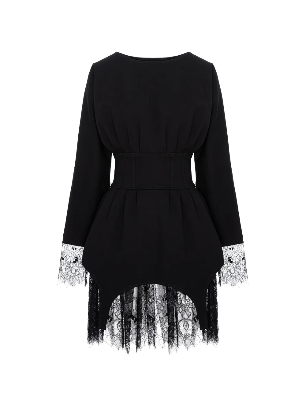 HAMZA fitted-waist lace dress - Nero
