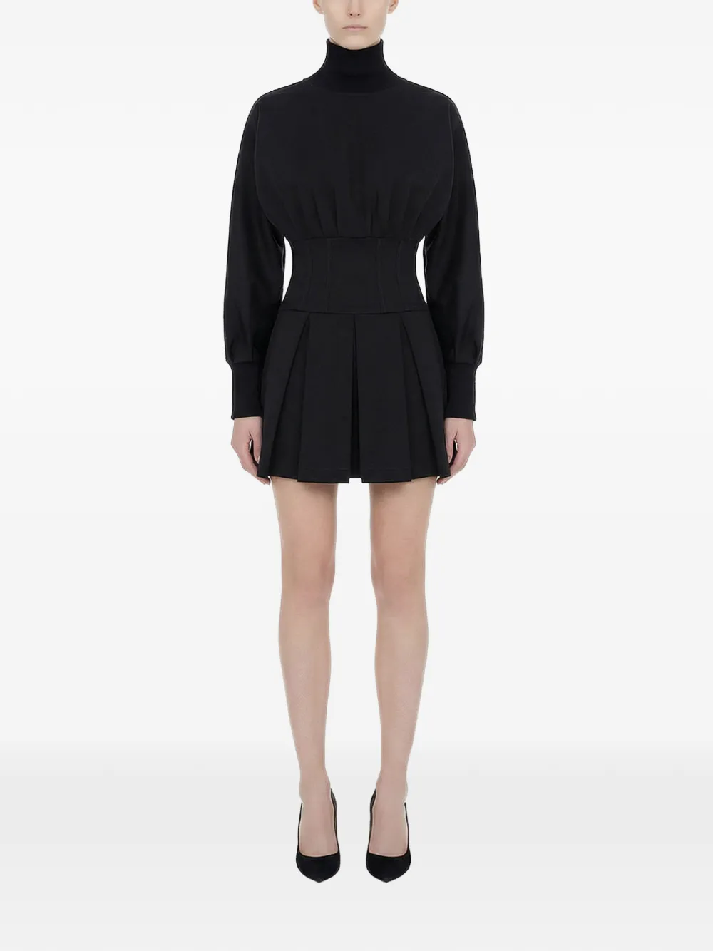  Hamza Nyssa Pleated Dress - Black 