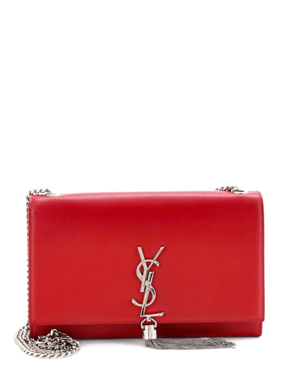 Saint Laurent Pre-Owned Classic Monogram Tassel Leather Medium crossbody bag - Rosso