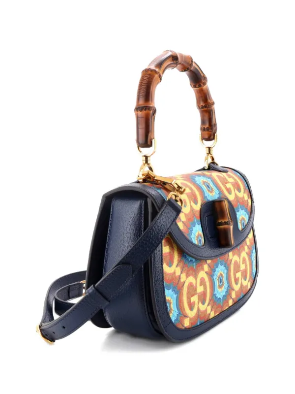 Gucci Pre-Owned バンブー1947 GGキャンバス ハンドバッグ M | ブルー