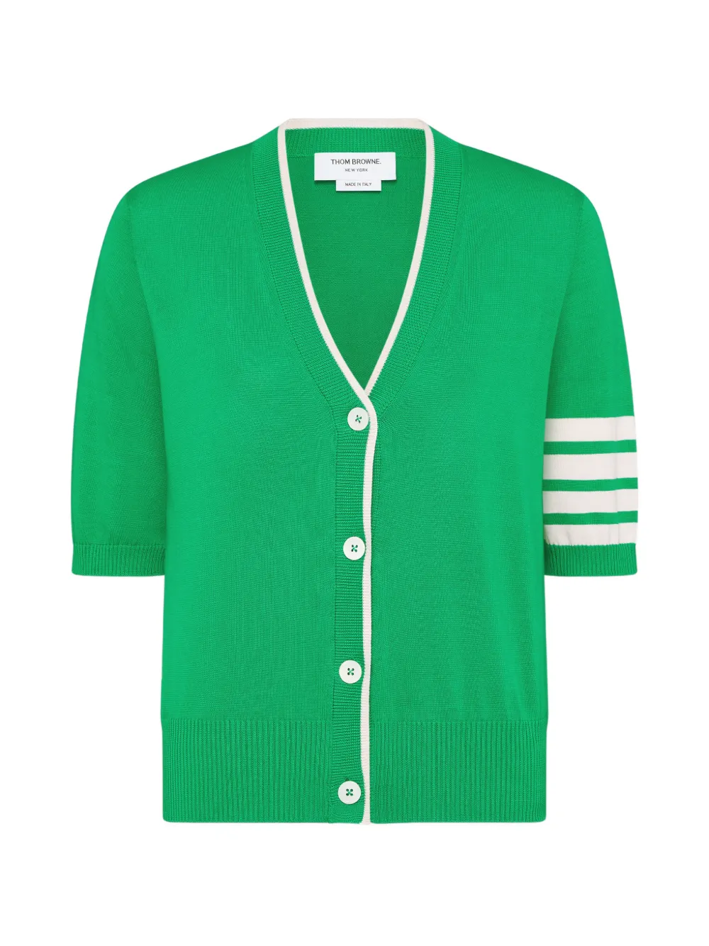 Thom Browne Cardigan a maniche corte con dettaglio a righe - Verde