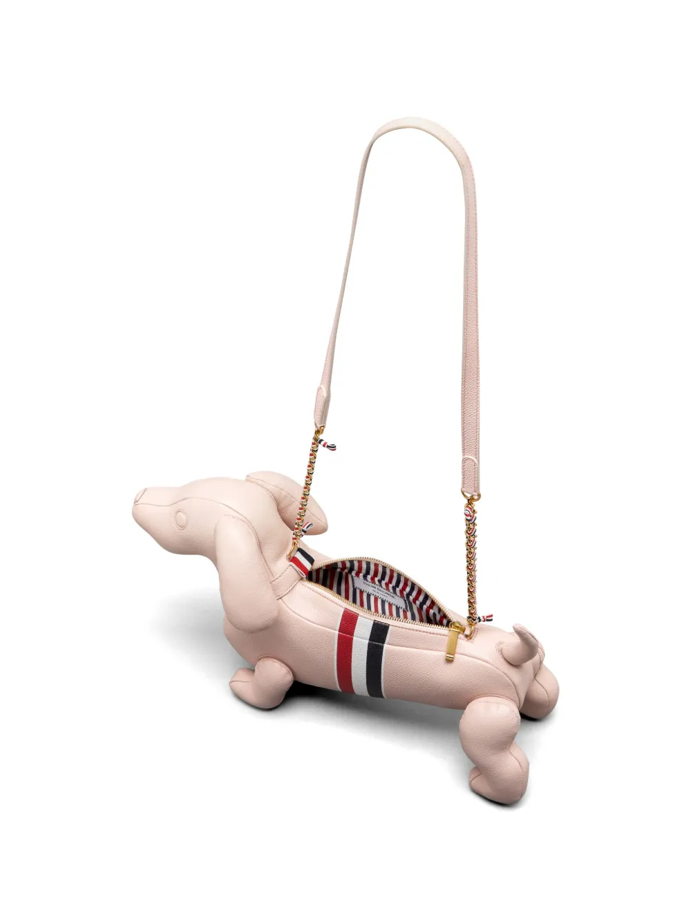 Thom Browne Hector leren schoudertas met streep Roze