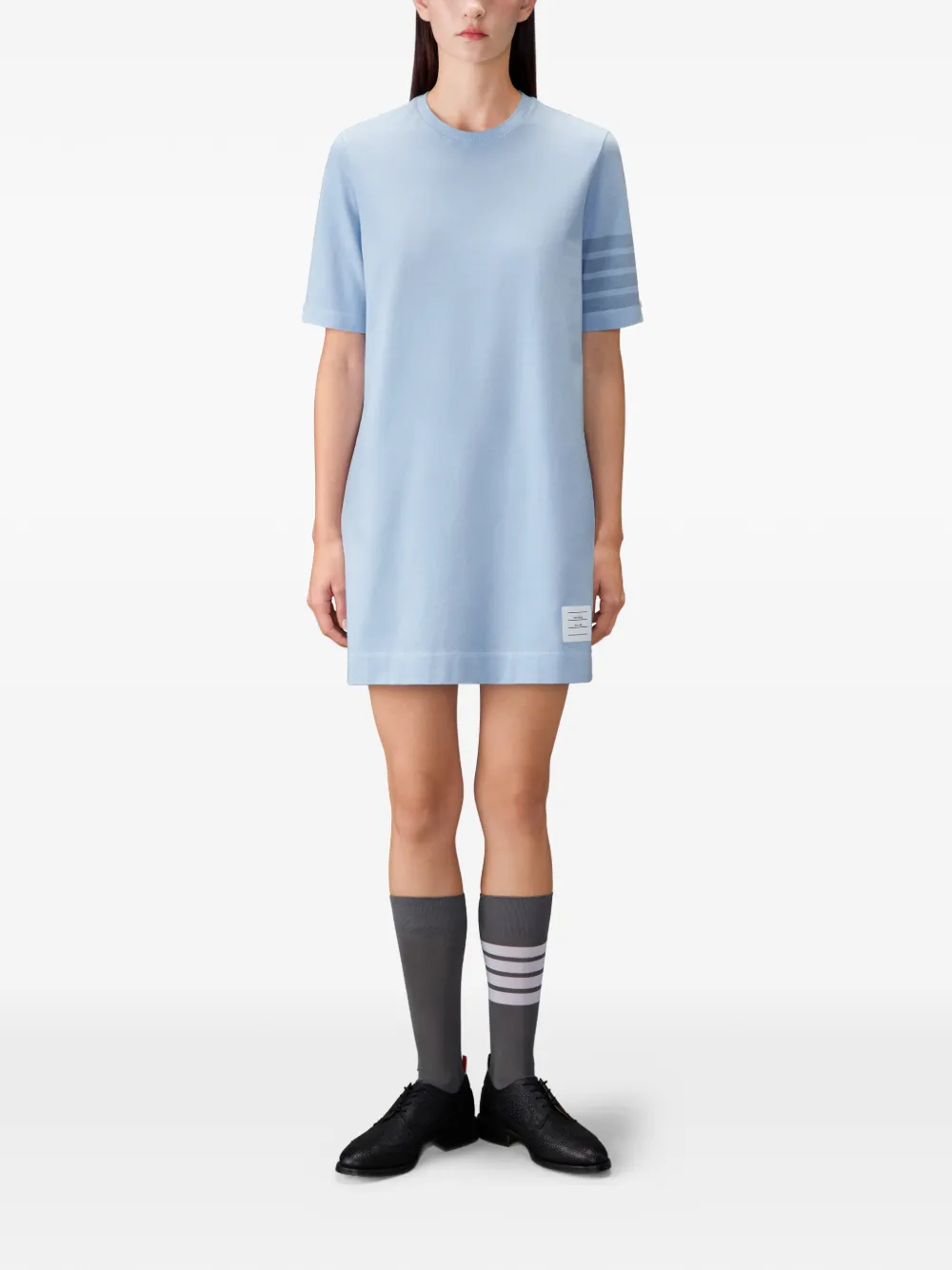 Thom Browne Jersey mini-jurk met vier strepen Blauw