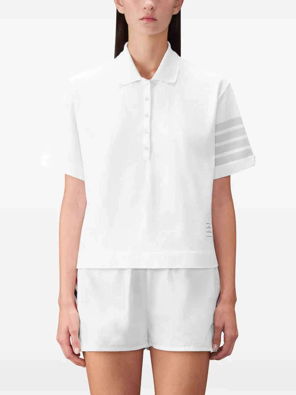 Thom Browne Jersey polotop met vier strepen Wit