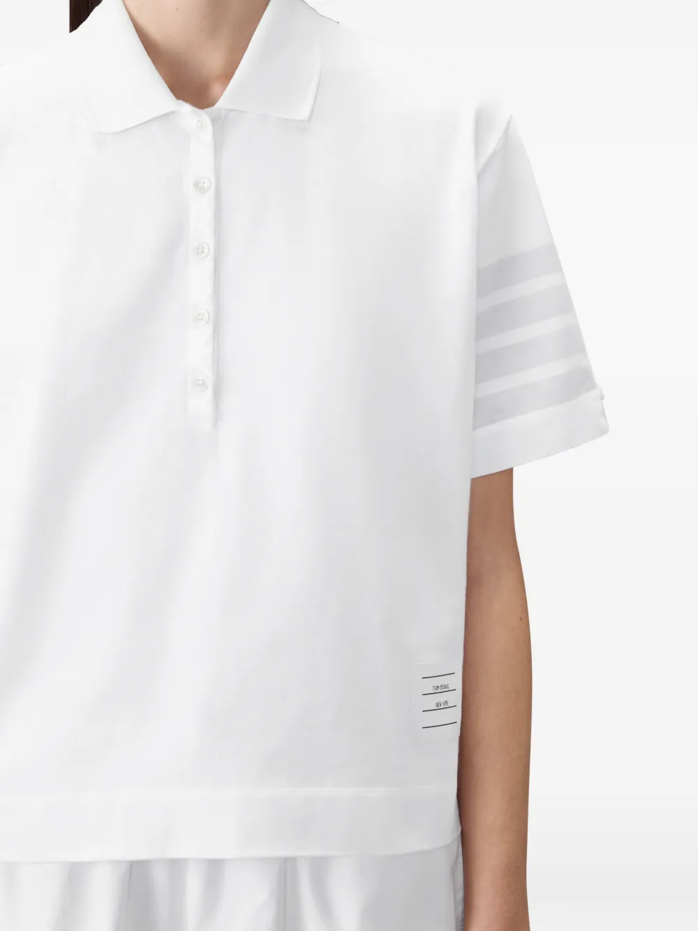 Thom Browne Jersey polotop met vier strepen Wit