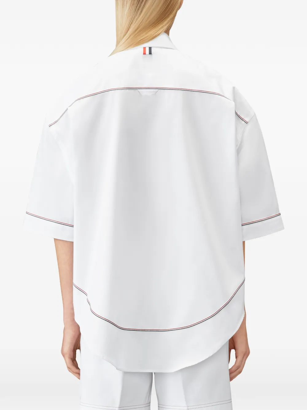 Thom Browne Popeline blouse met korte mouwen en RWB-afwerking Wit