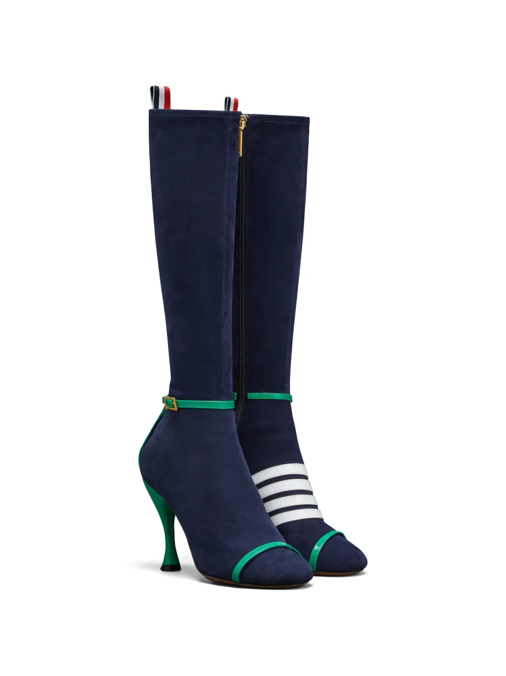 Thom Browne Gestreepte laarzen met gesp Blauw