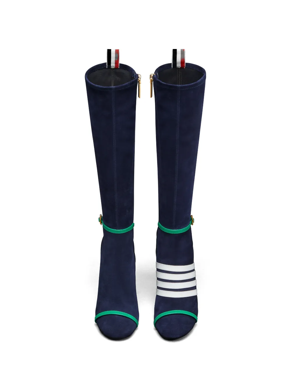 Thom Browne Gestreepte laarzen met gesp Blauw