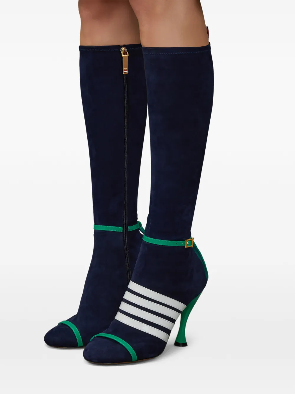 Thom Browne Gestreepte laarzen met gesp Blauw