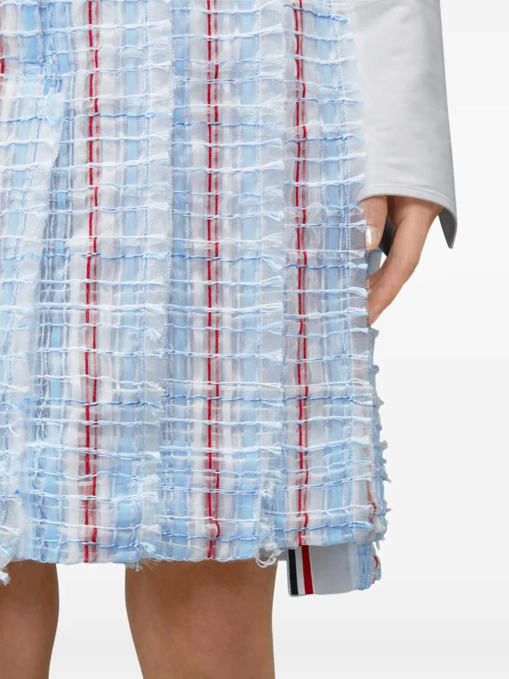 Thom Browne Tweed plooirok met patroon Blauw
