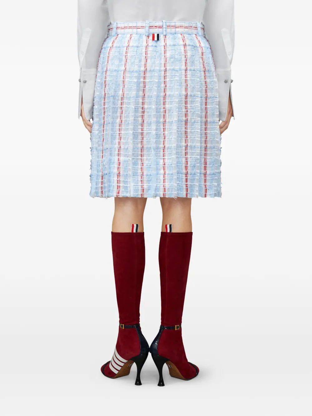 Thom Browne Tweed plooirok met patroon Blauw