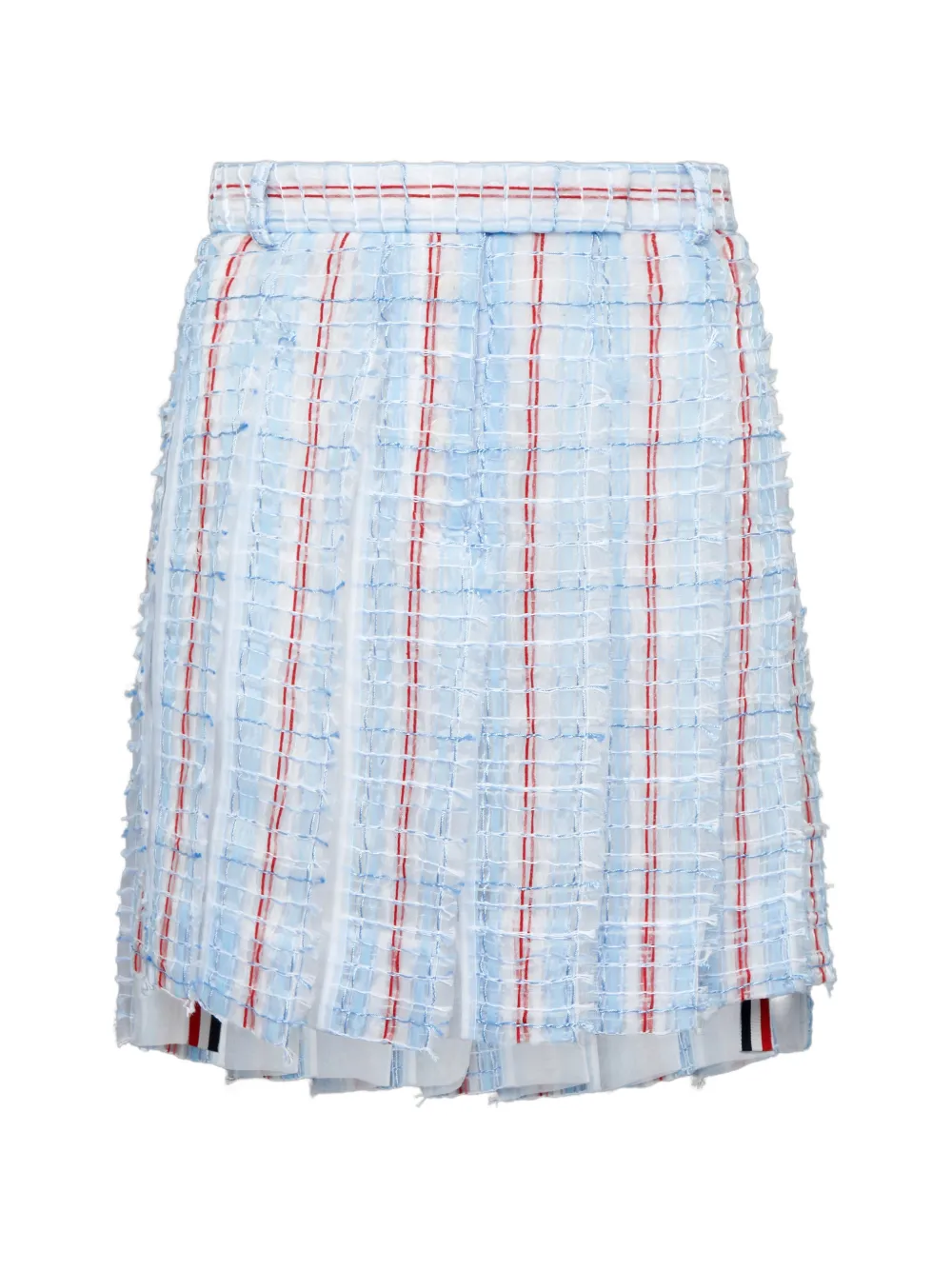 Thom Browne Gestreepte tweed low-waist plooirok Blauw