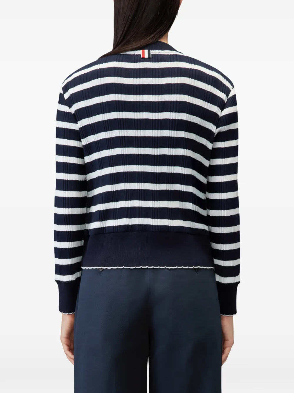 Thom Browne Gestreept geribbeld vest met gewelfde afwerking Blauw