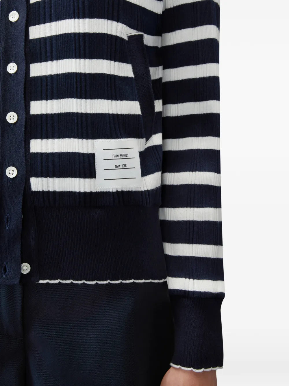 Thom Browne Gestreept geribbeld vest met gewelfde afwerking Blauw